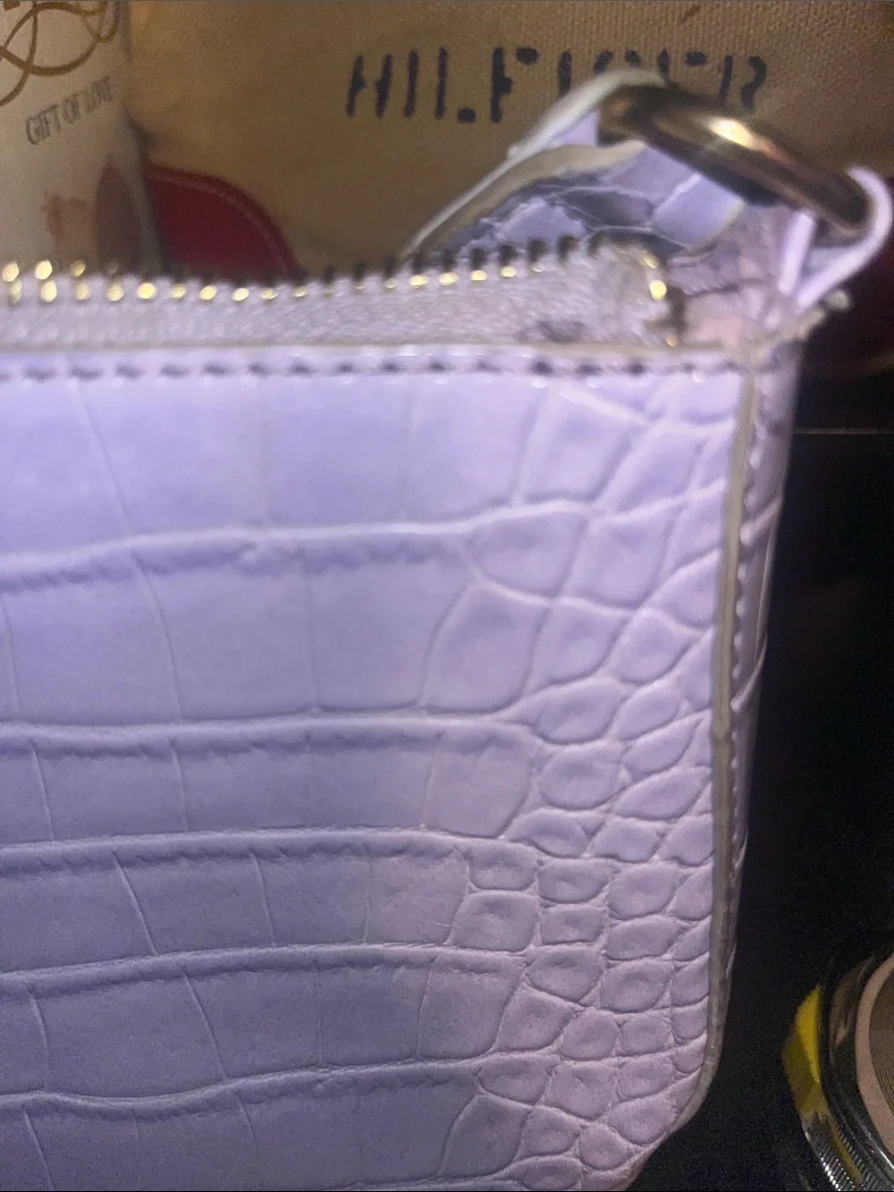 Lavender Croc-Embossed Shoulder Bag - Olivia Miller